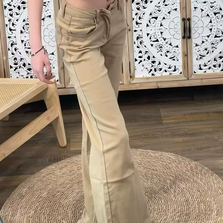 Women's Retro Low-Waist Slimming Drapey Straight-Leg Pants