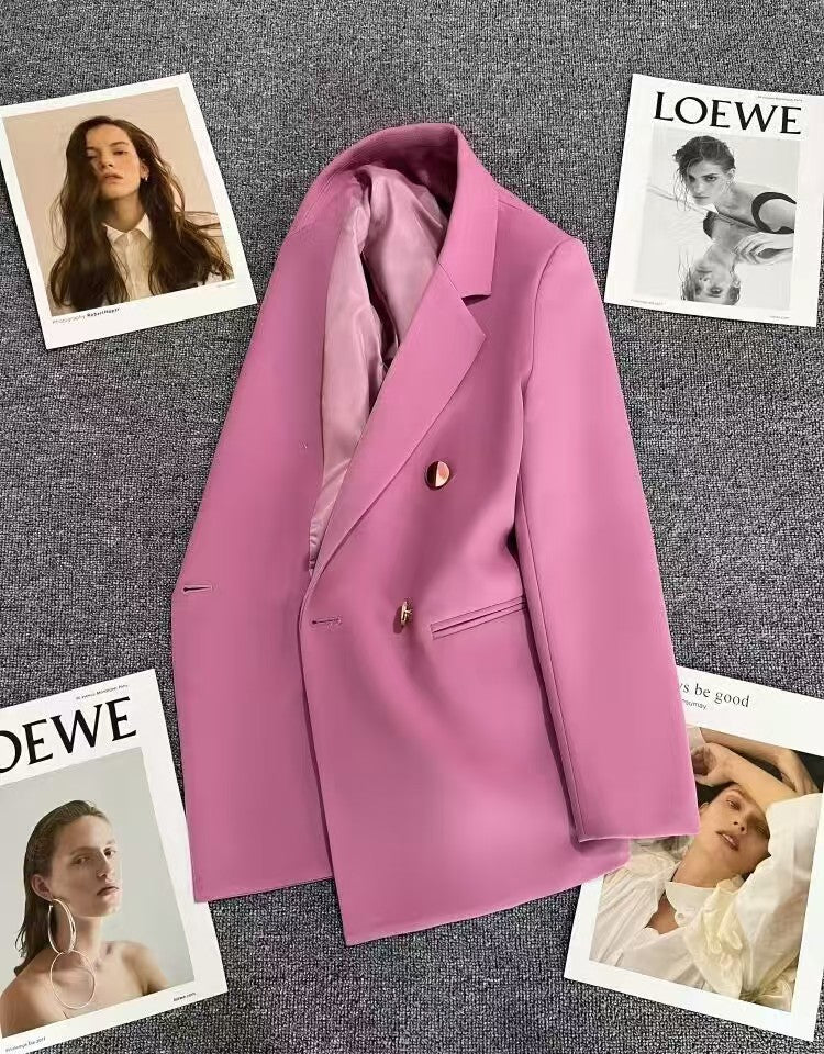 Women's Solid-Colored Defined-Waist Blazer