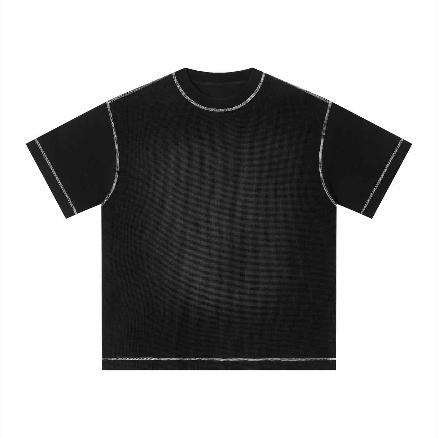 Unisex Vintage Sunfade Waffle Knit Boxy T-Shirt – Oversized Streetwear Tee