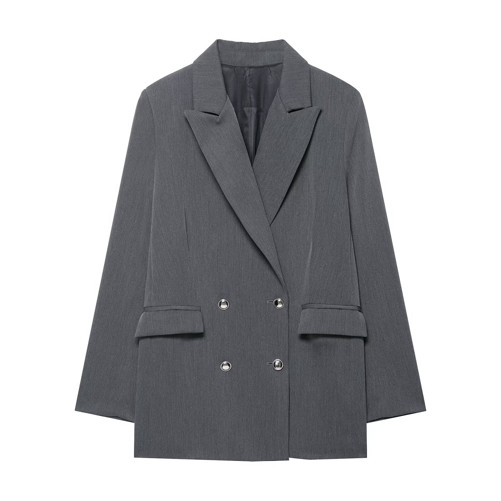 French-style Womens Fashion Versatile Double-breasted Blazer