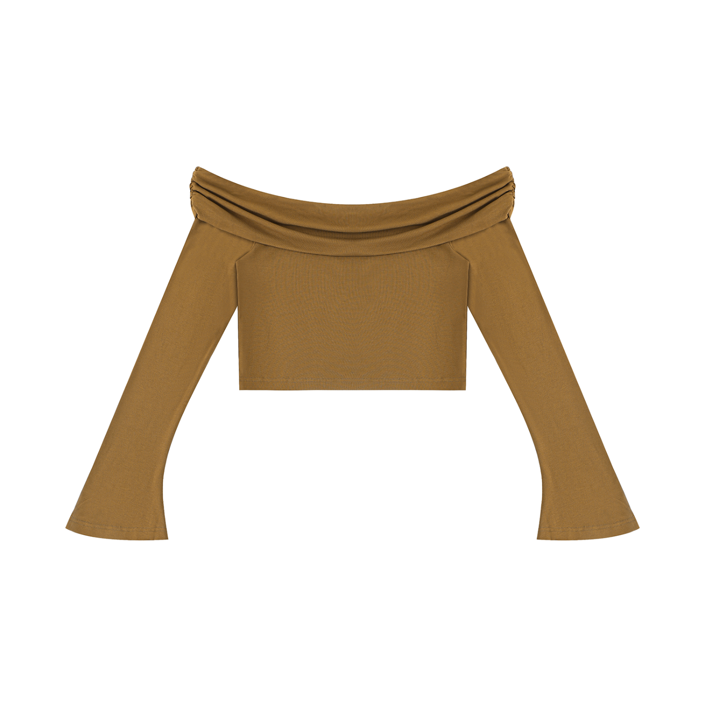 Women's Off-the-Shoulder Bell Sleeve Crop T-Shirt – Slim Fit Fashion Top