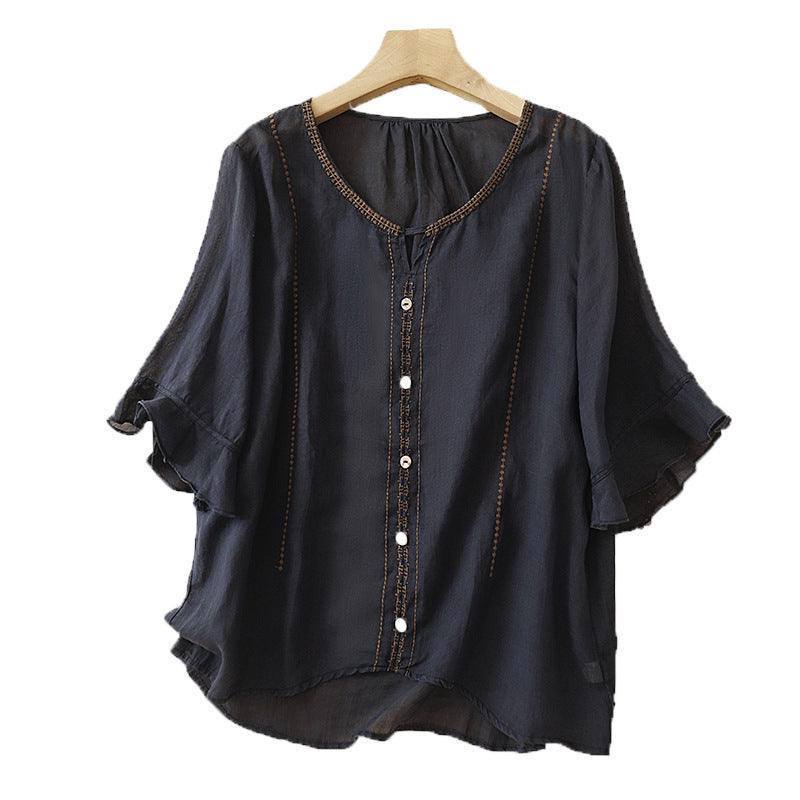 Women's Loose Slimming Versatile Embroidered Top