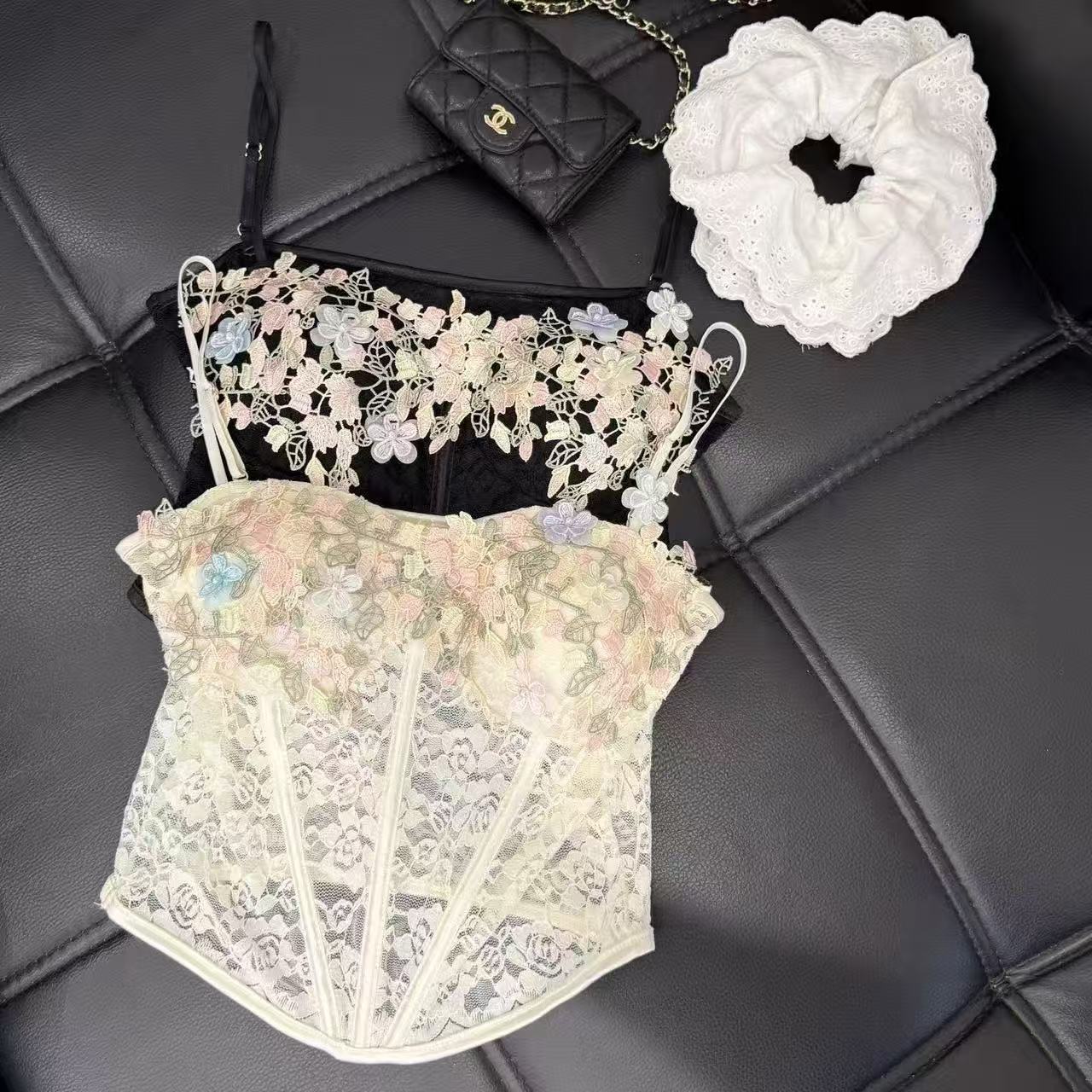 Womens Padded 3D Floral Fishbone Bra