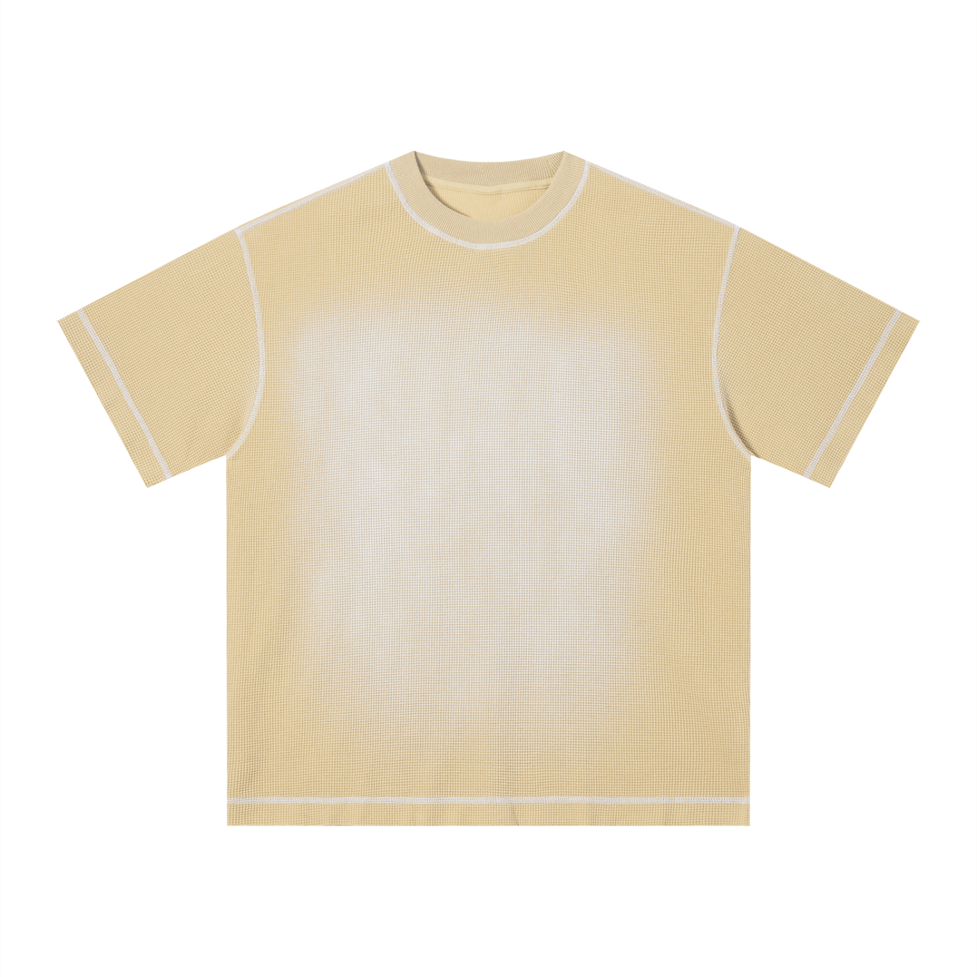 Unisex Vintage Sunfade Waffle Knit Boxy T-Shirt – Oversized Streetwear Tee
