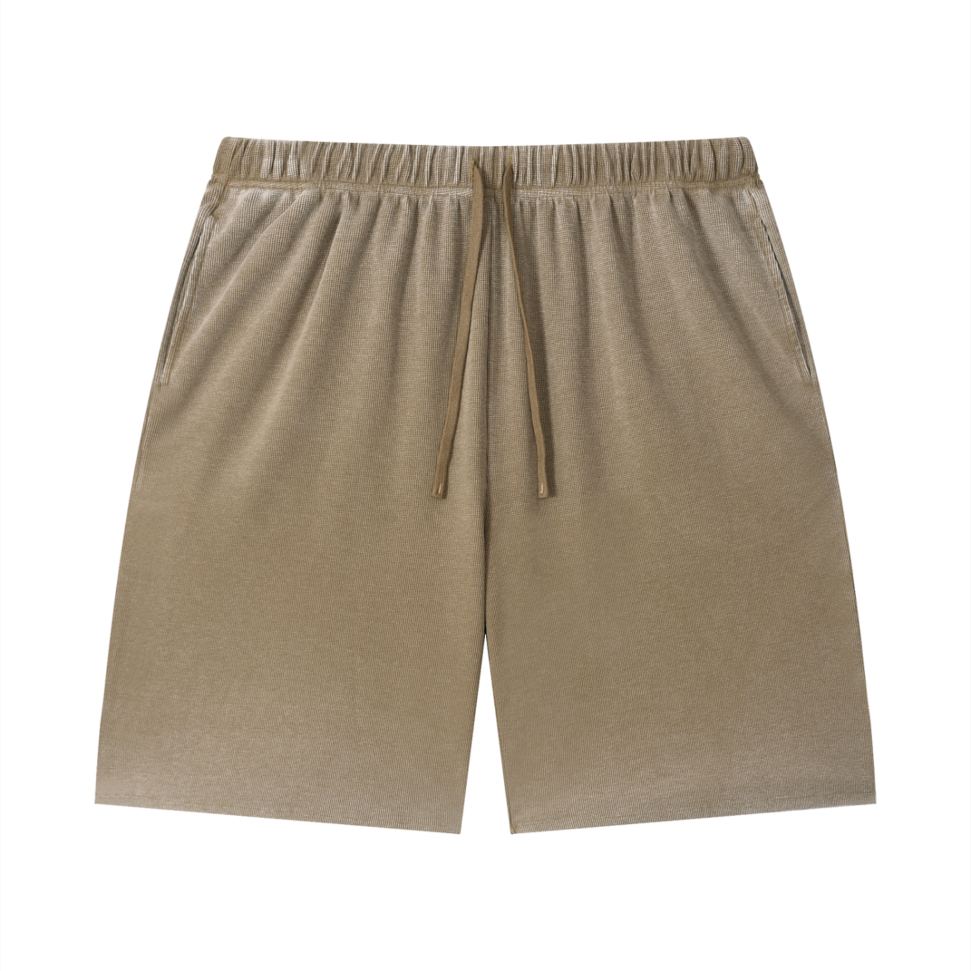 Unisex Vintage Wash Sunfade Waffle Raw Hem Shorts – Oversized Retro Streetwear Shorts