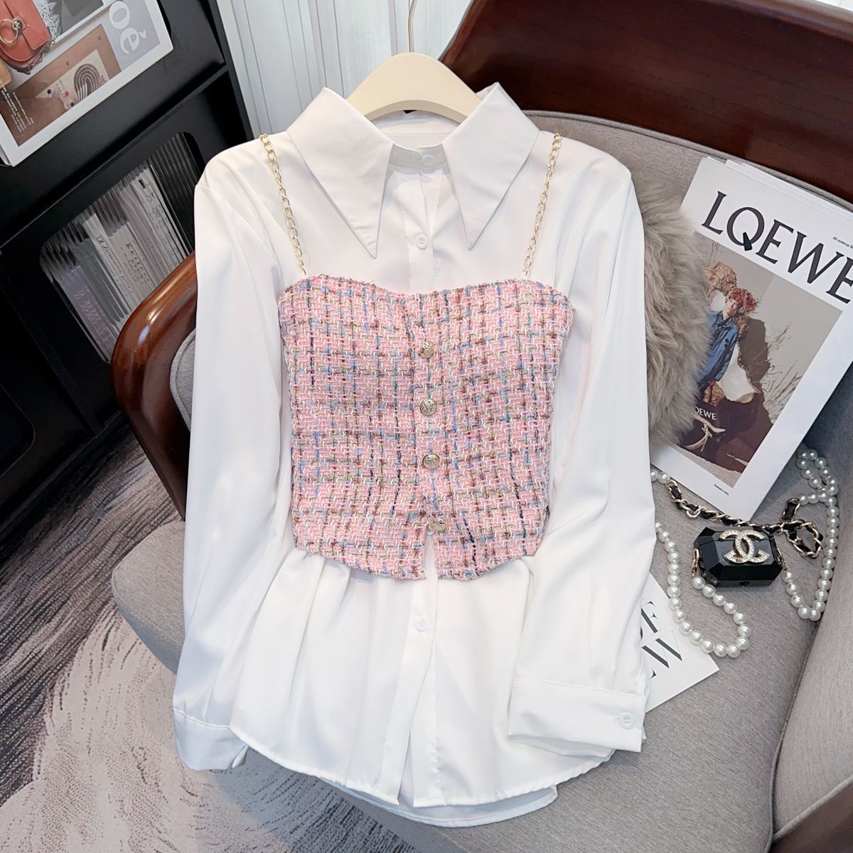 Designer-style Niche White Shirt Top Two-piece Set