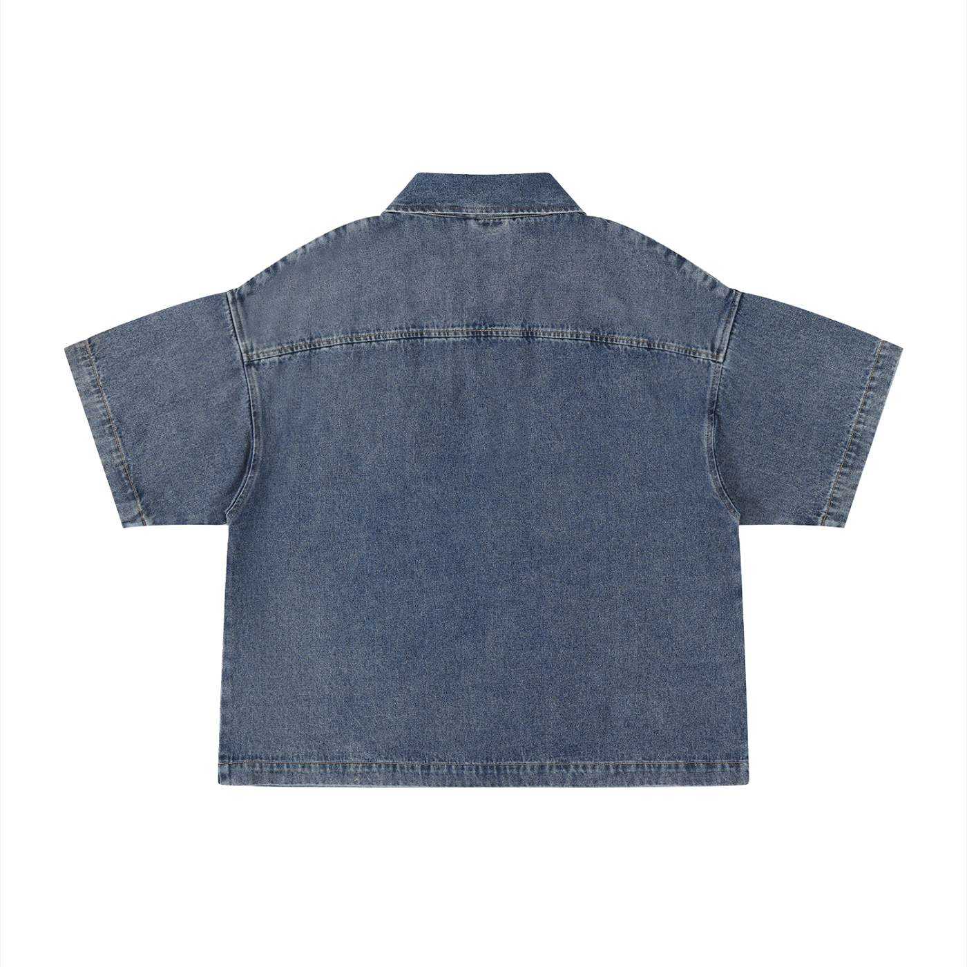 Unisex Oversized Vintage Wash Quarter Zip Denim Shirt – Boxy Streetwear Pullover