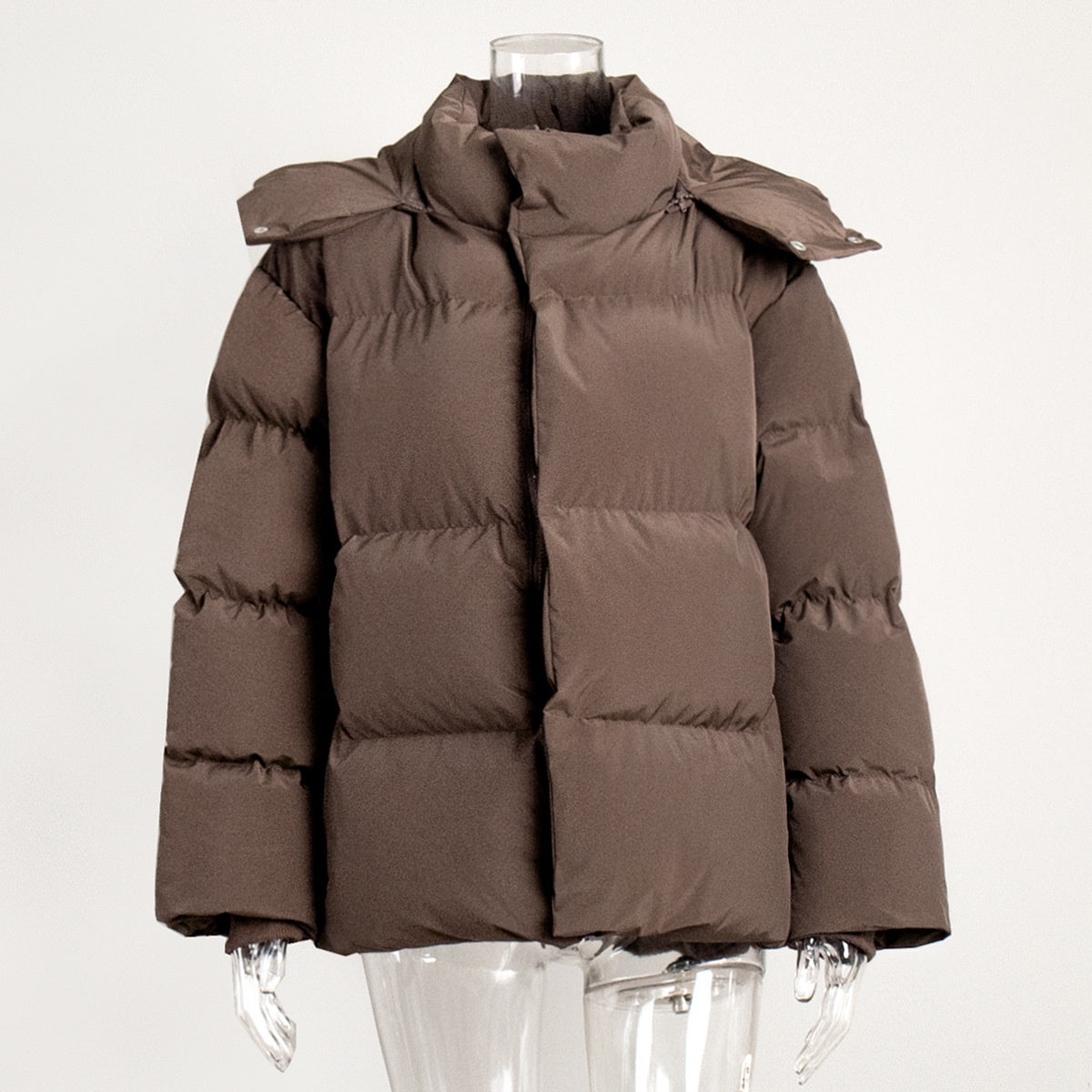 Cotton-padded Coat Loose-fit Cotton Jacket Solid-color Hooded Cotton Garment