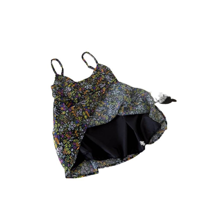 Korean-style Retro Floral Slip Vest Womens Resort Style