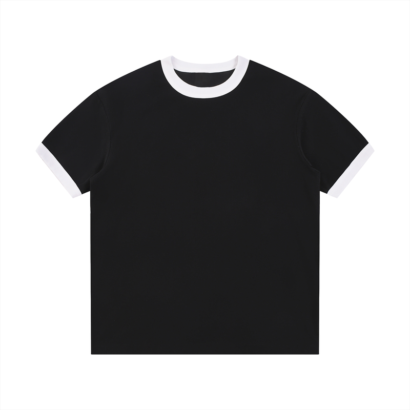 Contrast Edge Ribbed Crewneck T-Shirt