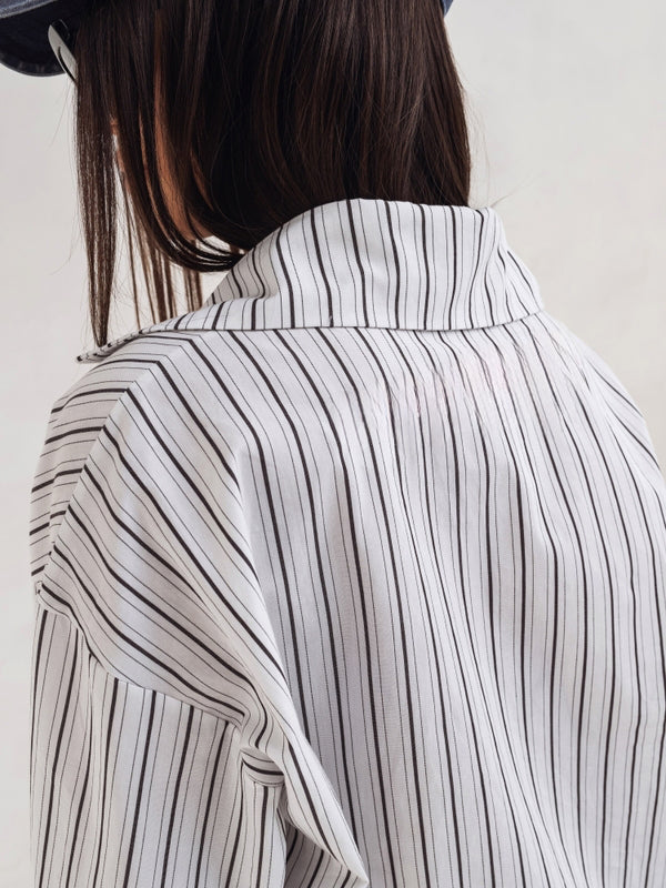 2026 NEW Women's Casual Stripes Shacket Button Down Long Sleeve Shirt Jacket Coats With Pockets