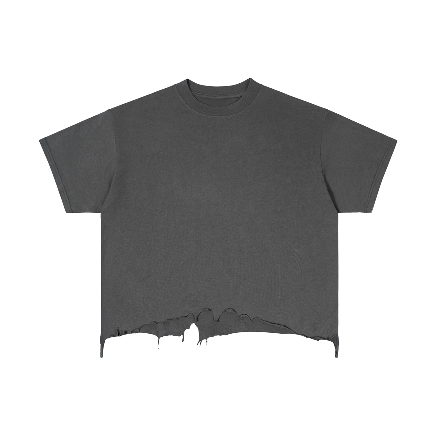 Unisex Vintage Wash Distressed Hem T-Shirt – Oversized Boxy Retro Streetwear Tee