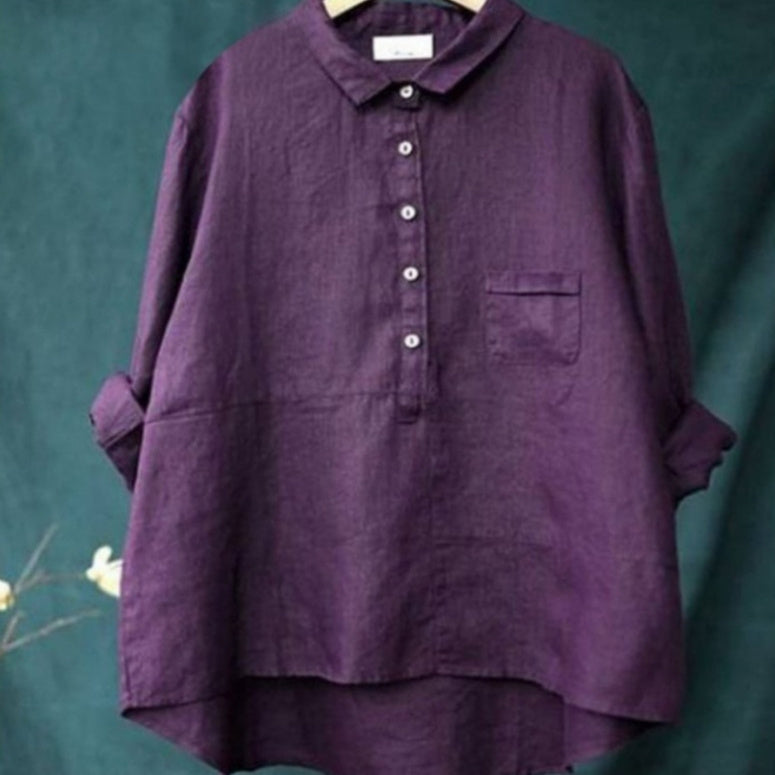 Printed Hawaiian Long-Sleeve Shirt For Women