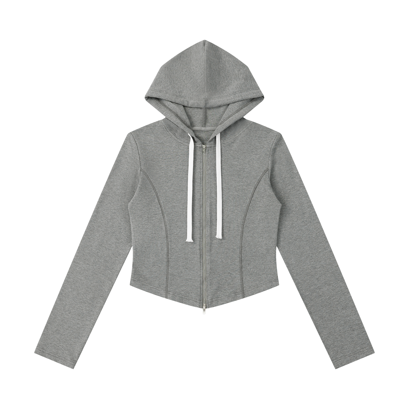 Women's Slim Cropped Full-Zip Hoodie – Fitted Athleisure Sweatshirt