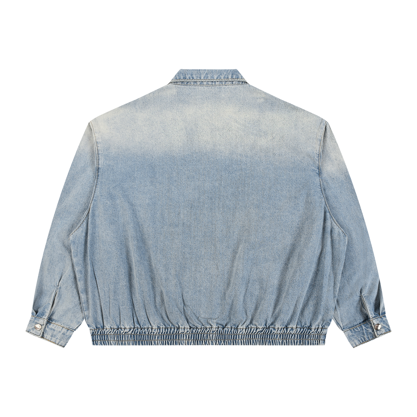Unisex Vintage Wash Full Zip Denim Jacket – Oversized Retro Streetwear Jean Jacket