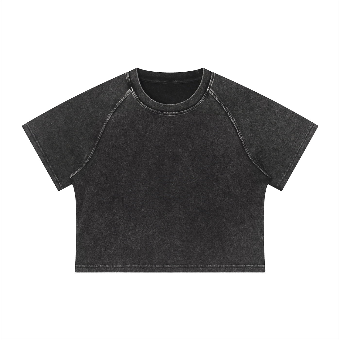 Women's Mineral Wash Raglan Crop T-Shirt – Vintage Slim Fit Streetwear Tee