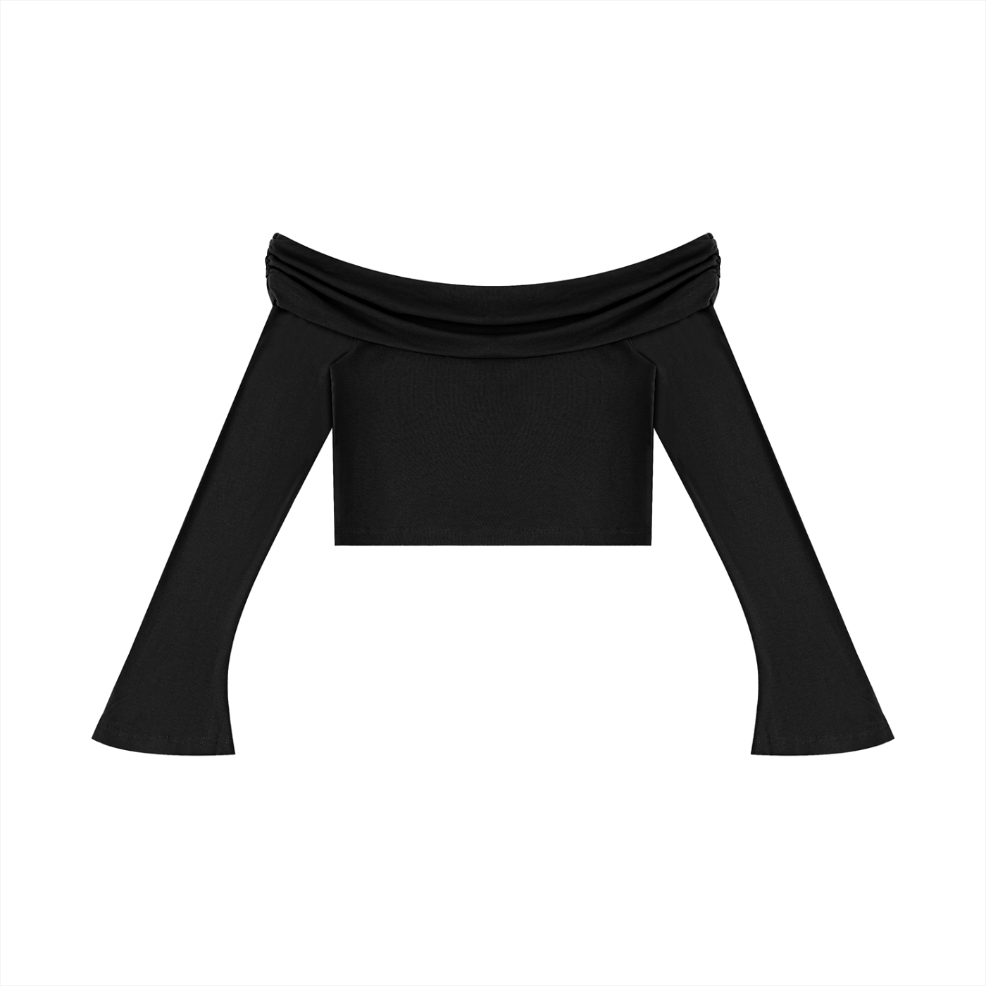 Women's Off-the-Shoulder Bell Sleeve Crop T-Shirt – Slim Fit Fashion Top
