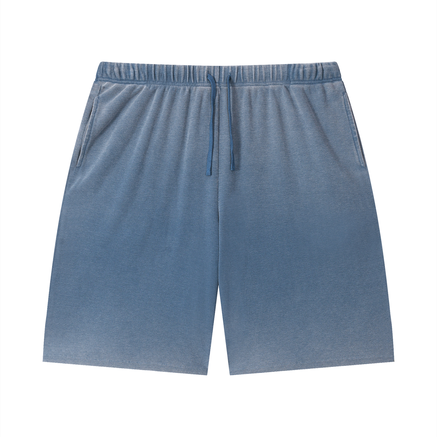 Unisex Vintage Wash Sunfade Waffle Raw Hem Shorts – Oversized Retro Streetwear Shorts