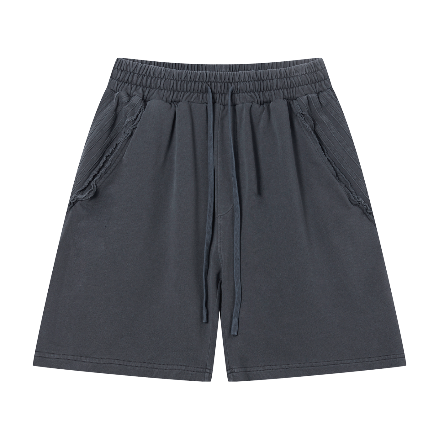 Unisex Vintage Wash Raw Edge Shorts – Oversized Streetwear Sweat Shorts