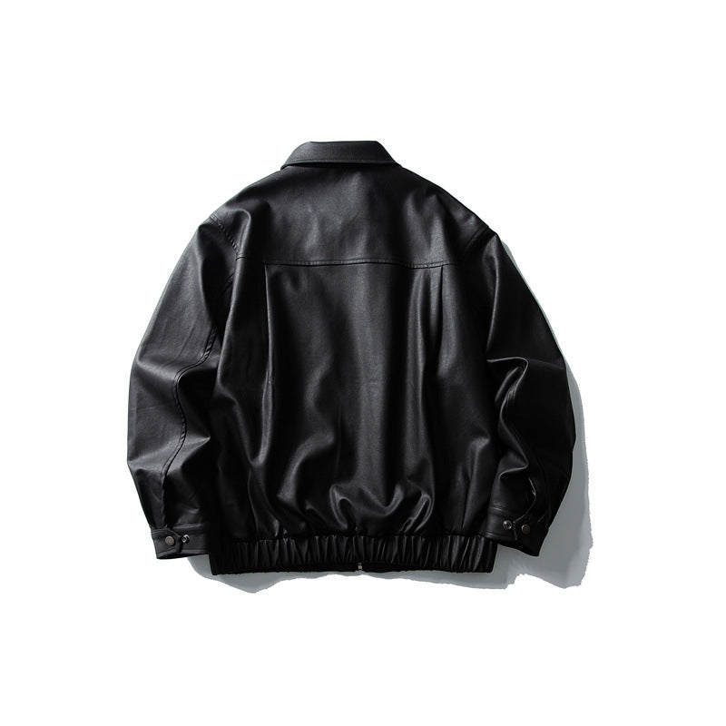 Casual Matte PU Leather Jacket Men's Coat