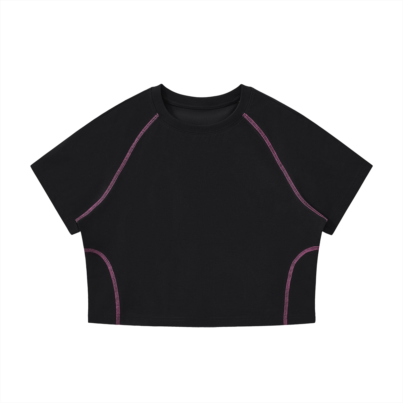 Women's Contrast Stitch Raglan Crop T-Shirt – Slim Fit Retro Crop Top