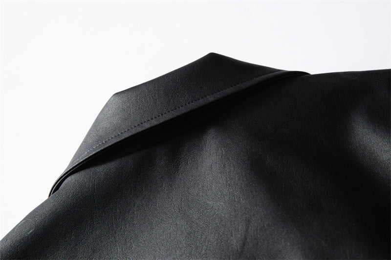Casual Matte PU Leather Jacket Men's Coat