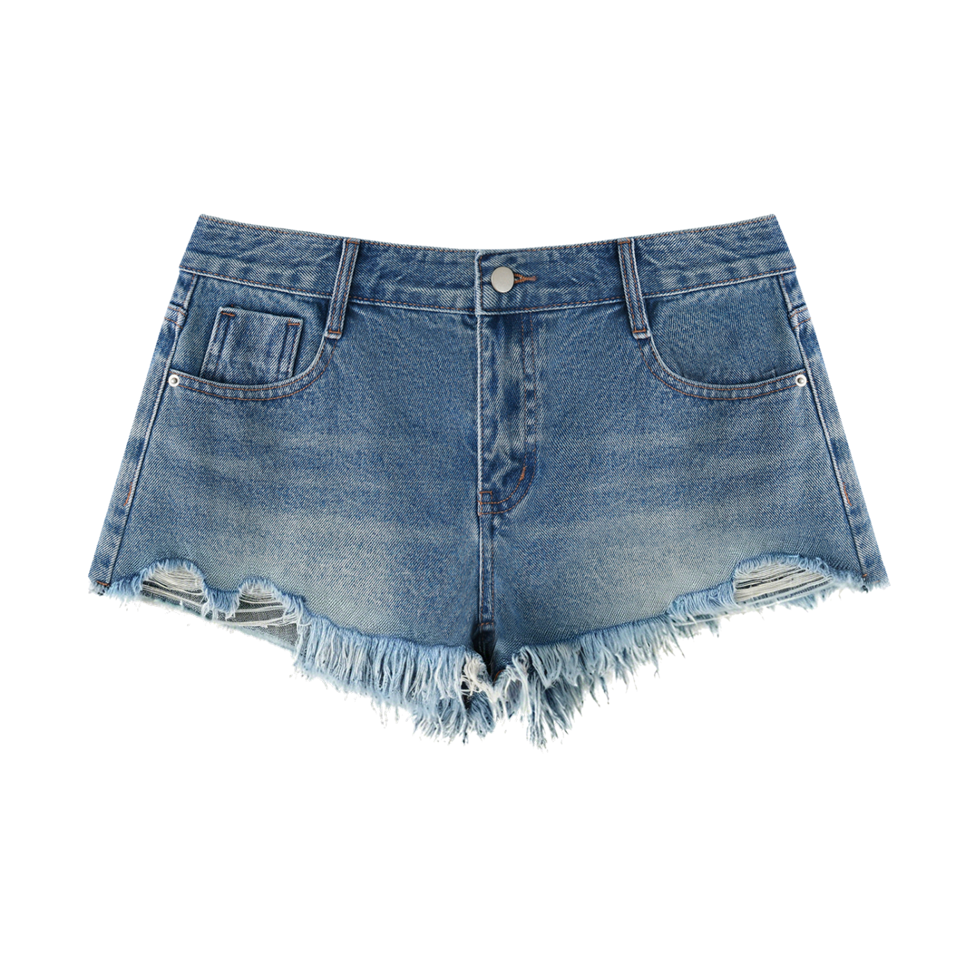 Women's Vintage Wash Raw Hem Denim Shorts – High Rise Casual Jean Shorts
