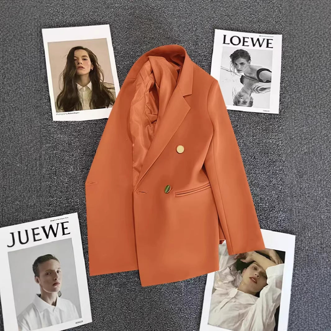 Women's Solid-Colored Defined-Waist Blazer