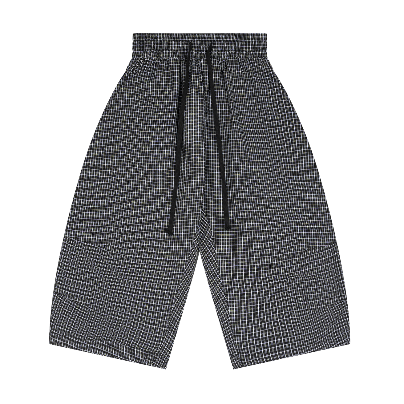 Unisex Plaid Loose Capri Shorts – Relaxed Streetwear Drawstring Shorts
