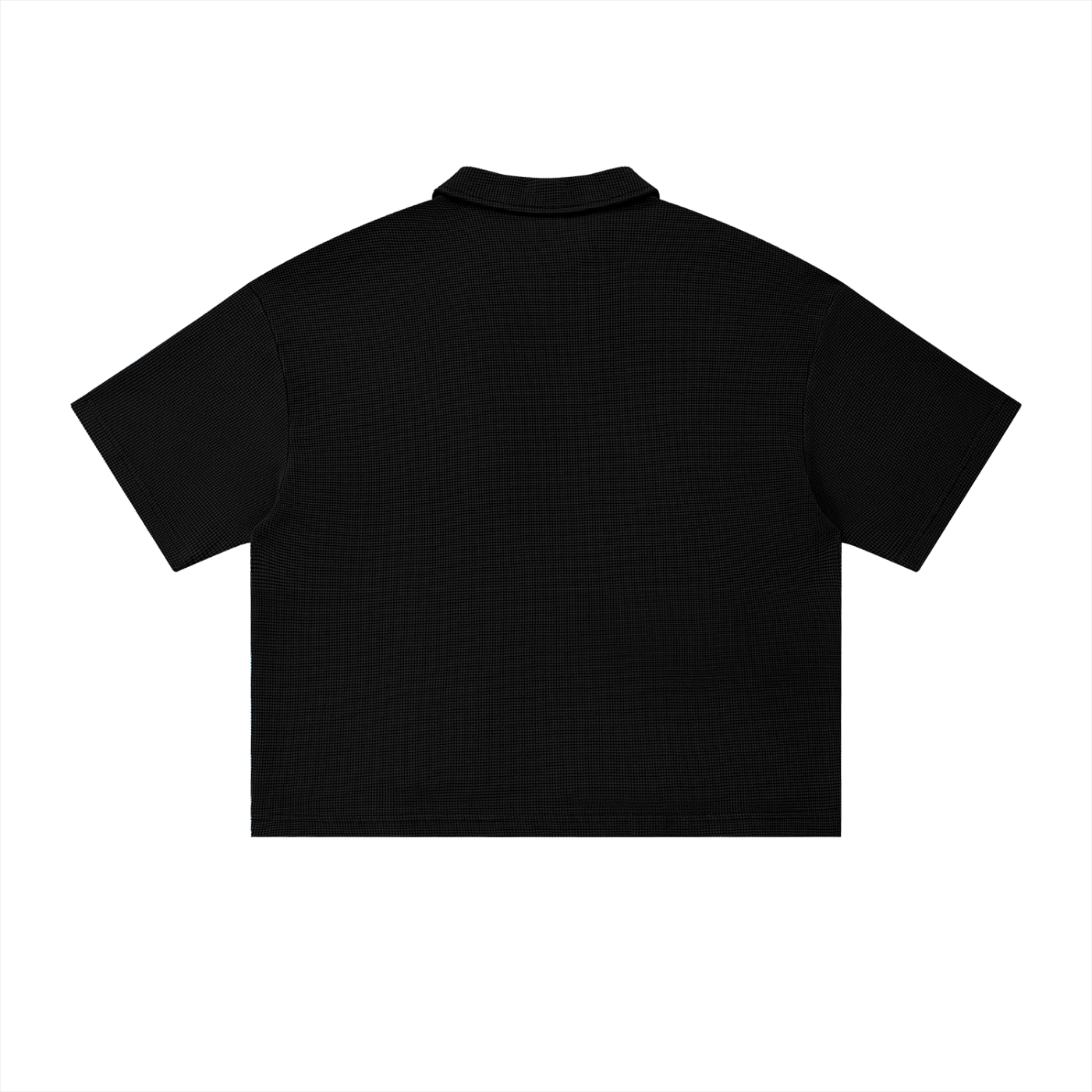 Unisex Oversized Vintage Wash Waffle Knit Polo Shirt – Boxy Streetwear Textured Tee