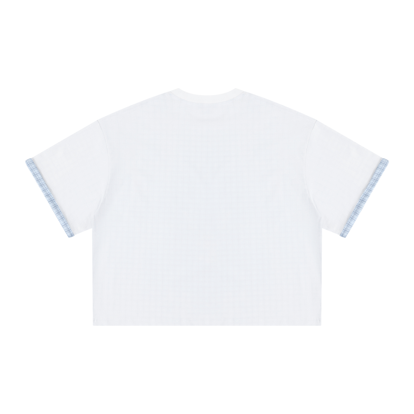 Unisex Boxy Plaid Lined Double Face T-Shirt – Oversized Layered Streetwear Tee
