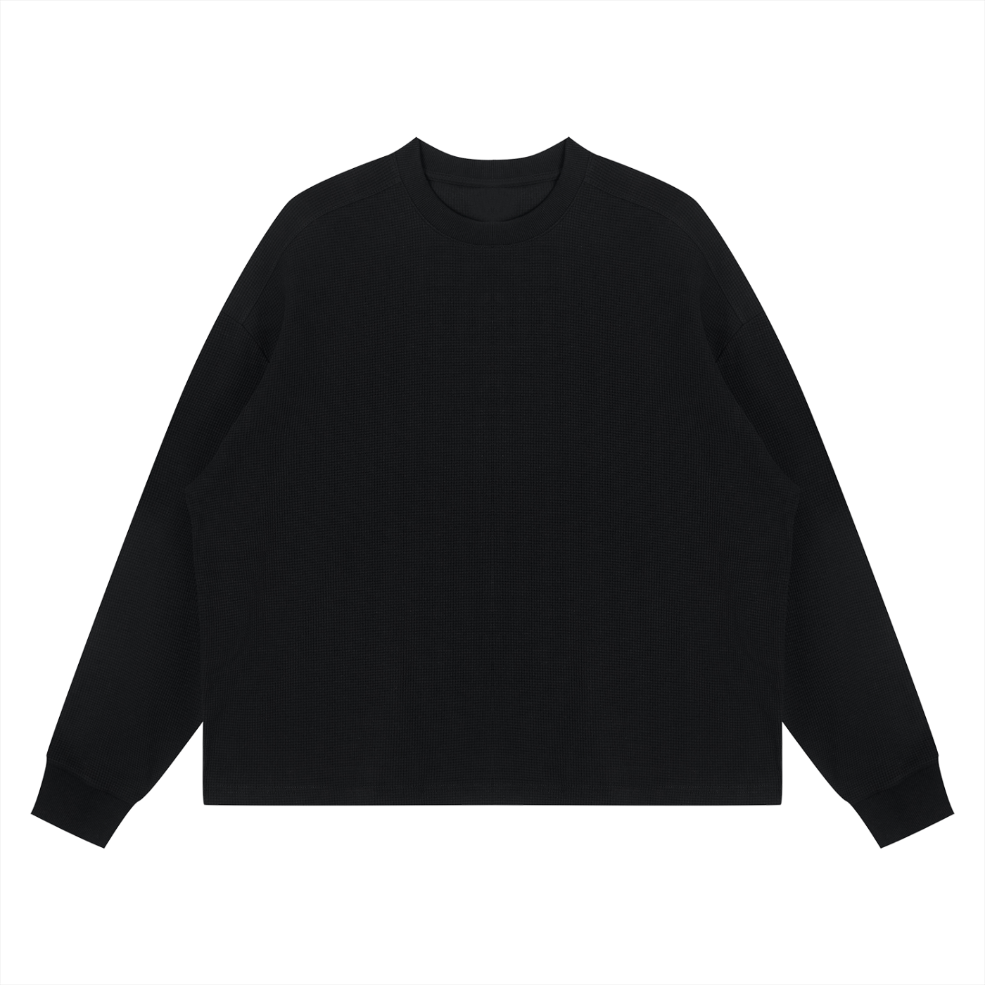 Unisex Waffle Boxy Long Sleeve T-Shirt – Oversized Textured Streetwear Tee