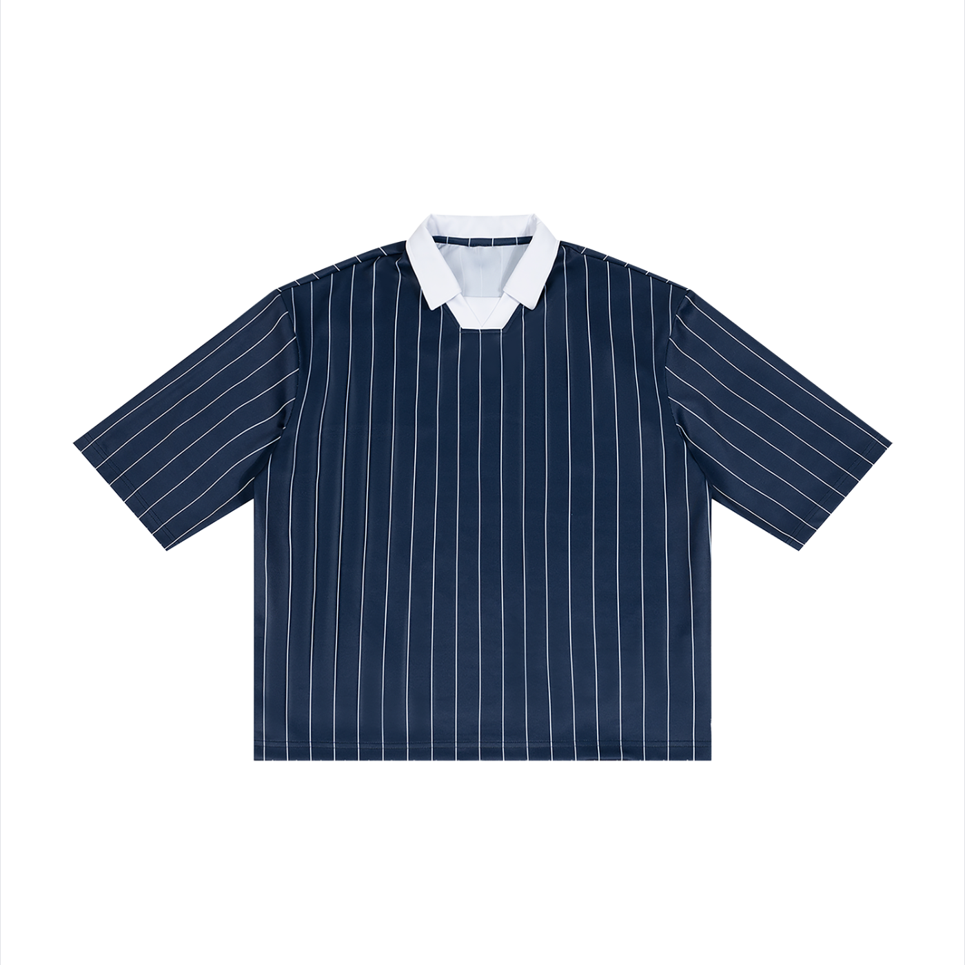 Unisex Pinstripe Collared Soccer Jersey – Oversized Retro Soccer Shirt