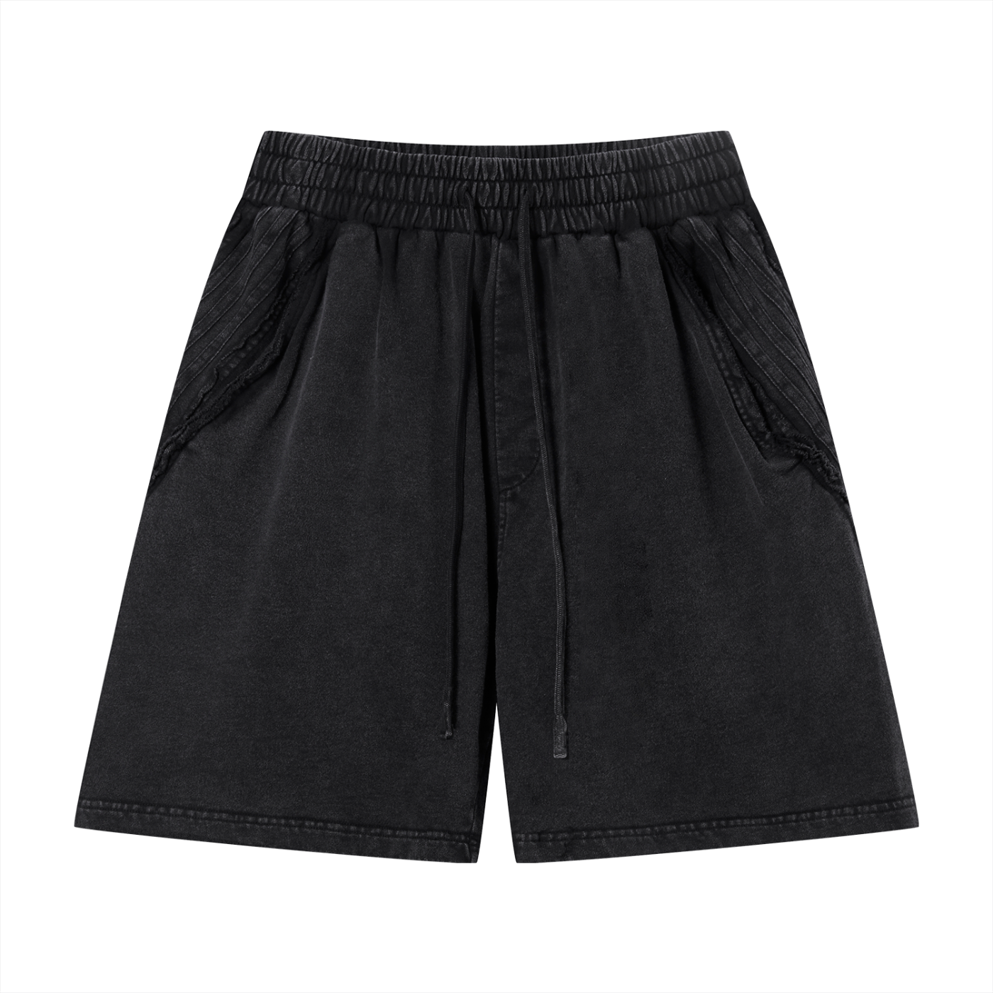Unisex Vintage Wash Raw Edge Shorts – Oversized Streetwear Sweat Shorts