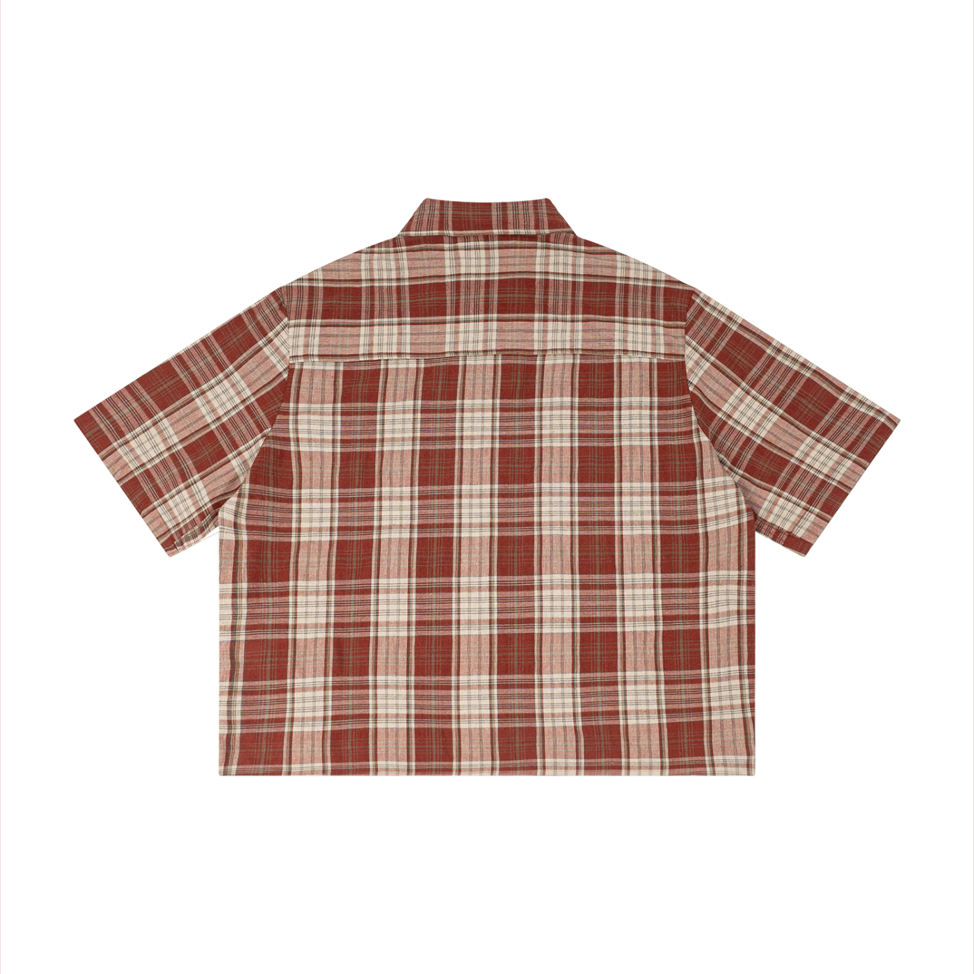 Unisex Plaid Boxy Short Sleeve Shirt – Oversized Casual Button-Up Shirt