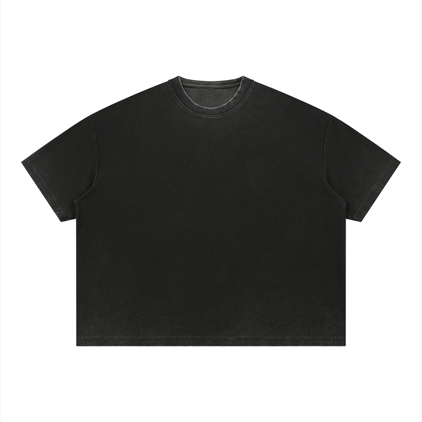 Unisex Vintage Wash Sunfade Waffle T-Shirt – Oversized Boxy Retro Streetwear Tee