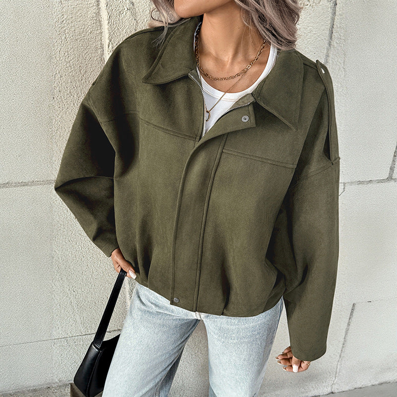 Baggy Casual Jacket Women's Top Zipper