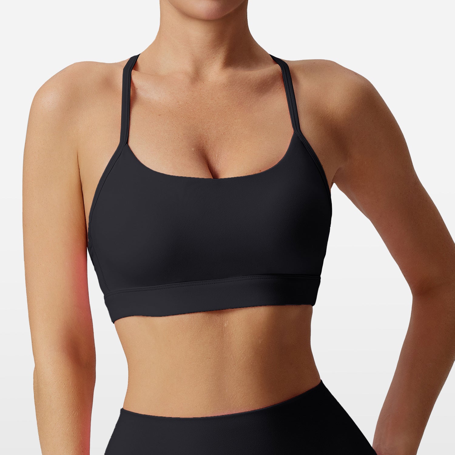 Womens Solid-Colored Versatile Thin-Strap Shock-Absorbing Quick-Drying Yoga Tank Top