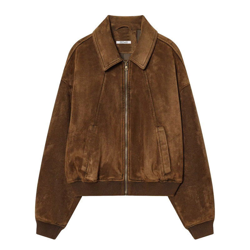 Women's Fashionable Casual Loose Suede-Texture Jacket Coats