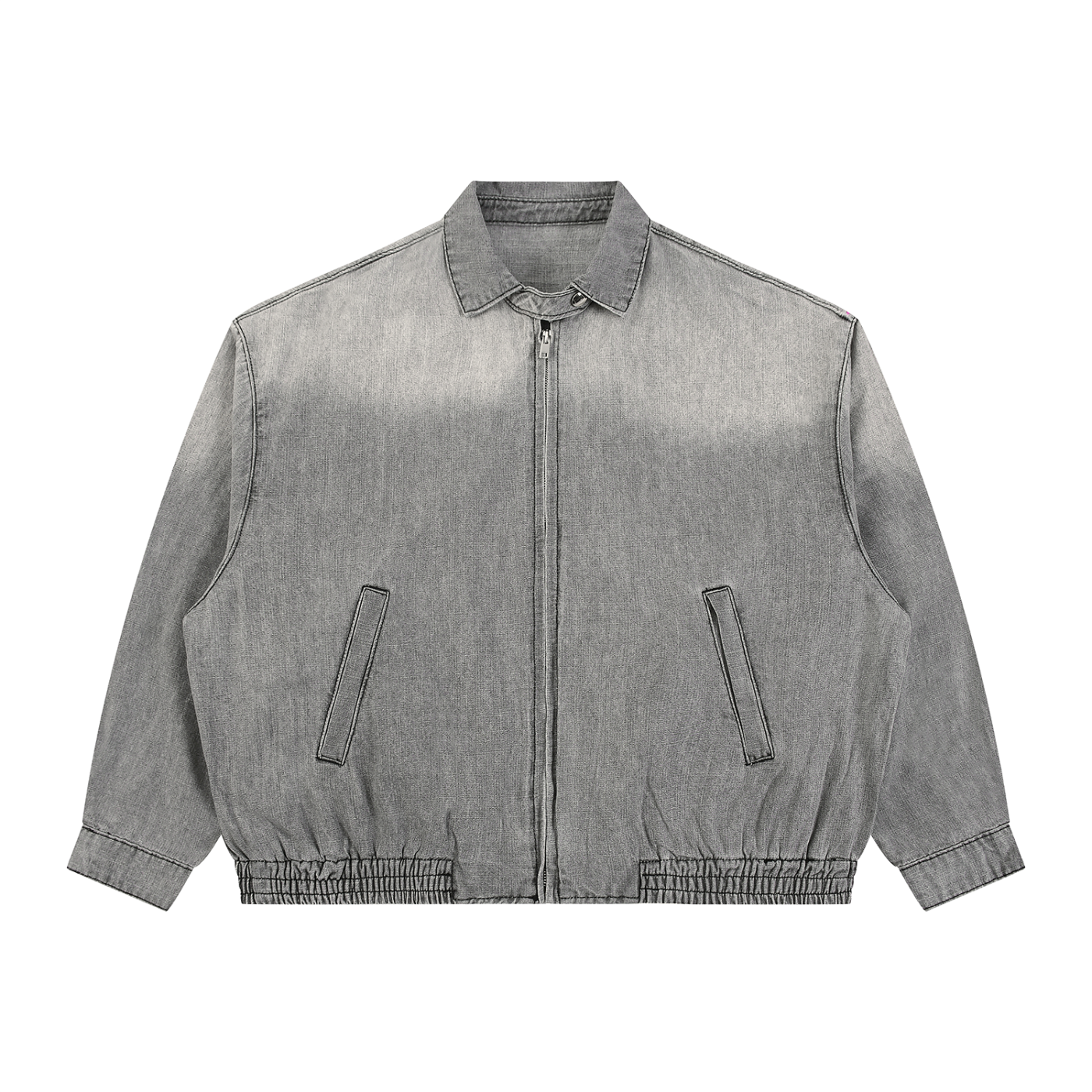 Unisex Vintage Wash Full Zip Denim Jacket – Oversized Retro Streetwear Jean Jacket