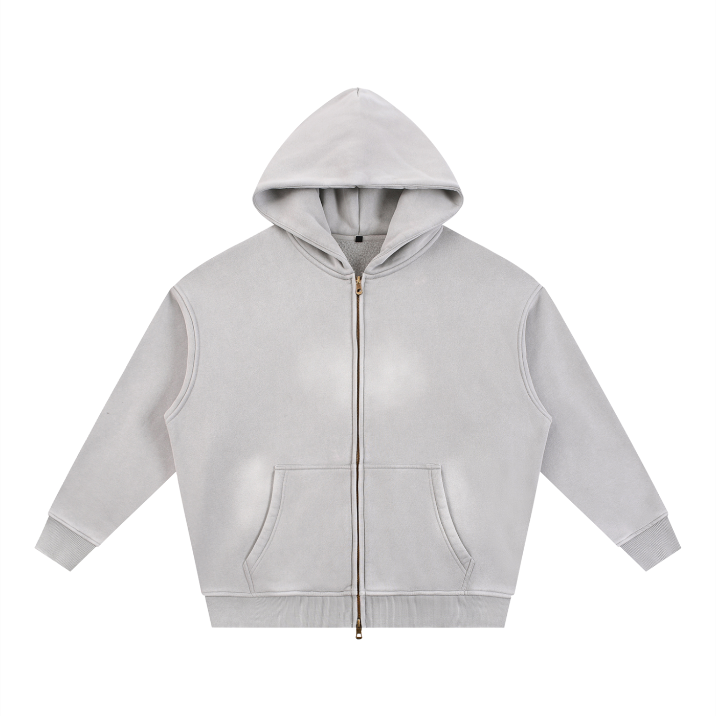 Unisex Vintage Sunfade Two-Way Zip Boxy Fleece Hoodie – Oversized Heavyweight Hoodie