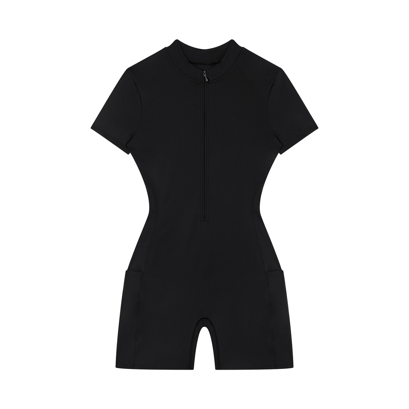 Women's Quarter Zip Short Sleeve Romper – Athletic One-Piece Activewear Jumpsuit