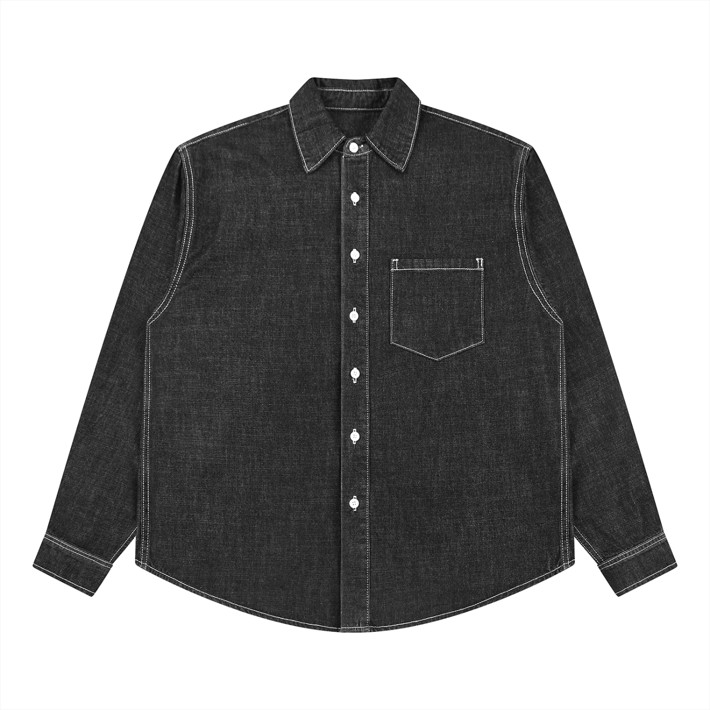 Unisex Vintage Wash Denim Shirt – Oversized Retro Button-Up Streetwear Denim Top