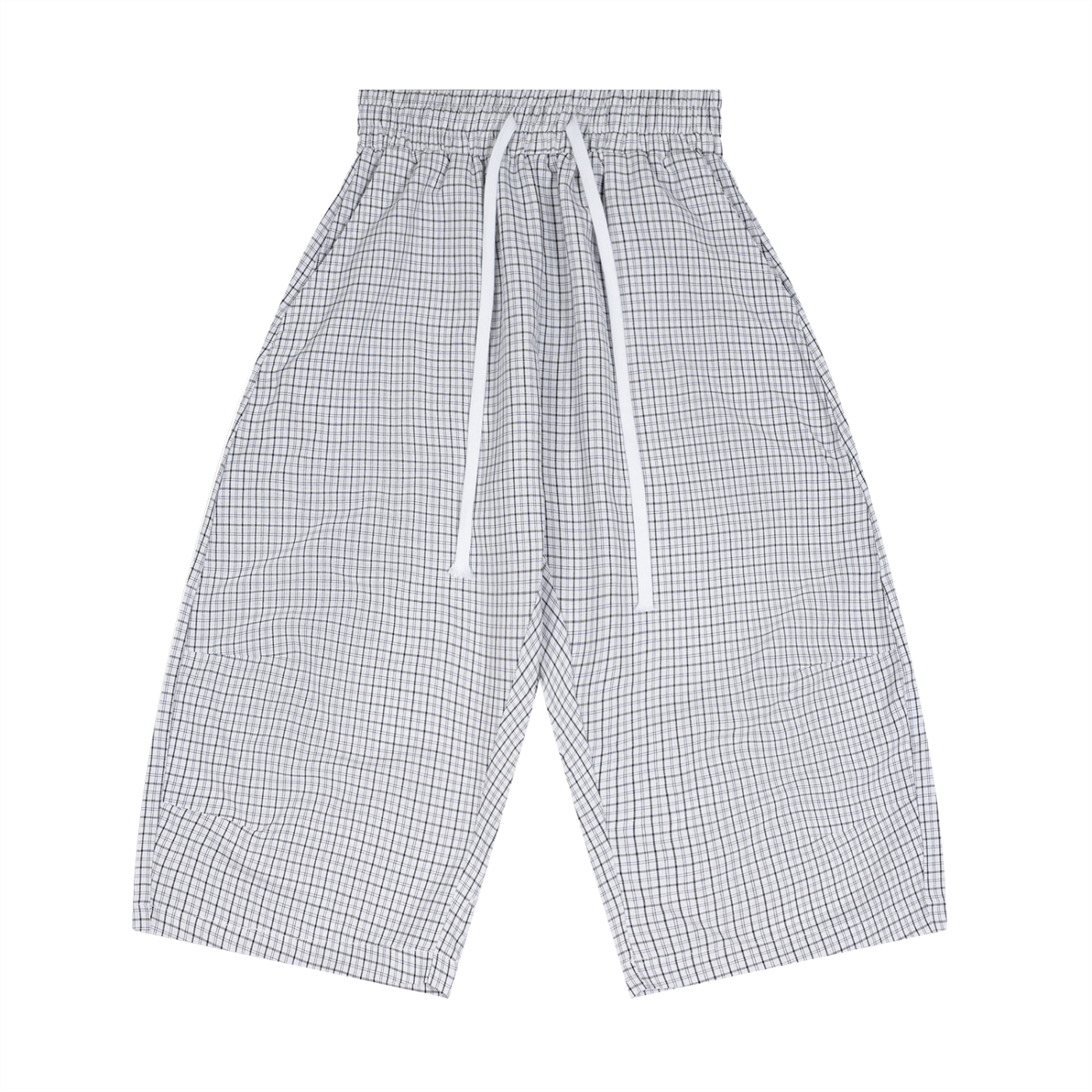 Unisex Plaid Loose Capri Shorts – Relaxed Streetwear Drawstring Shorts