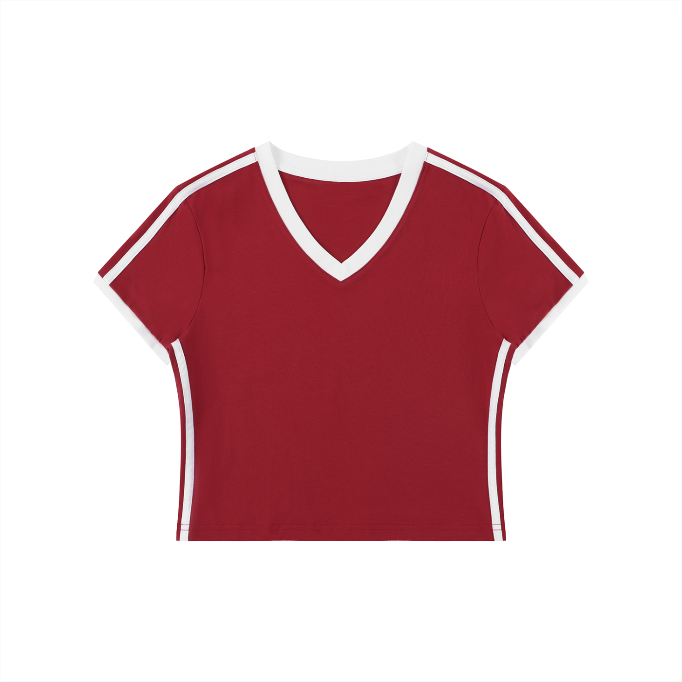 Women's Retro Binding V-Neck Crop T-Shirt – Slim Fit Vintage Crop Top