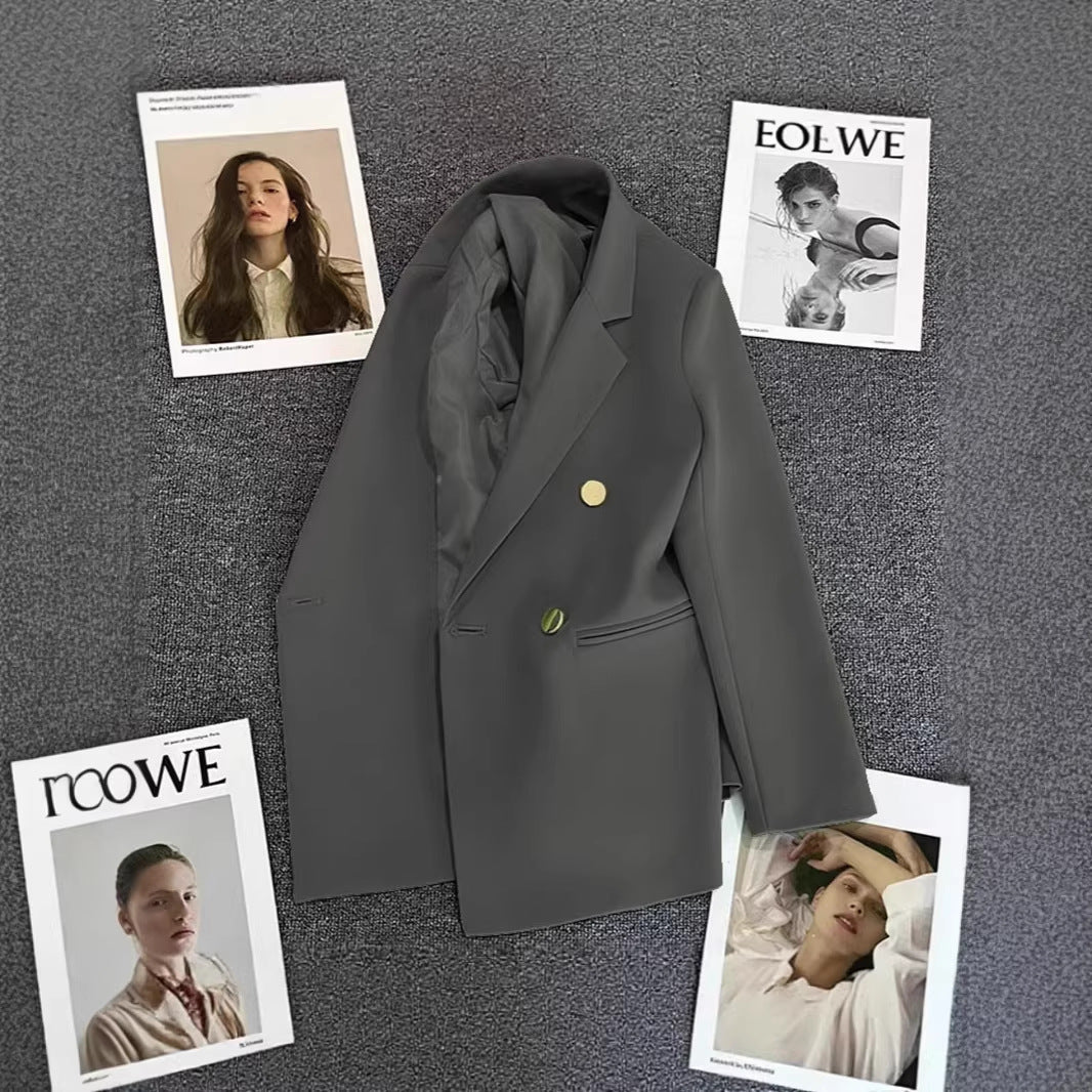Women's Solid-Colored Defined-Waist Blazer