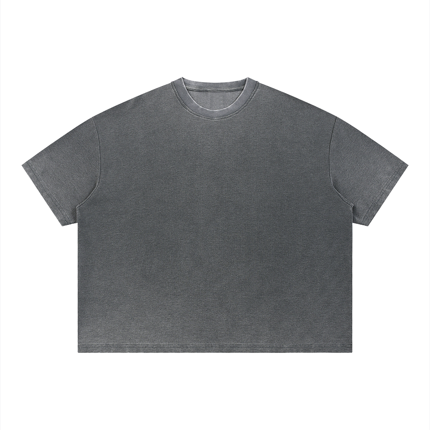 Unisex Vintage Wash Sunfade Waffle T-Shirt – Oversized Boxy Retro Streetwear Tee