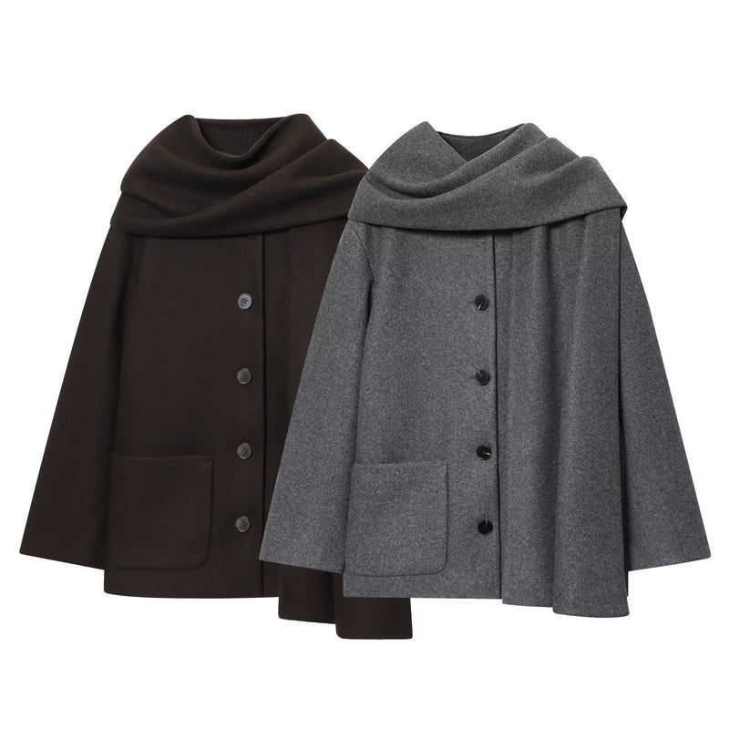 Autumn New Style European And American-Style Scarf Coat British-Style Navy Coat