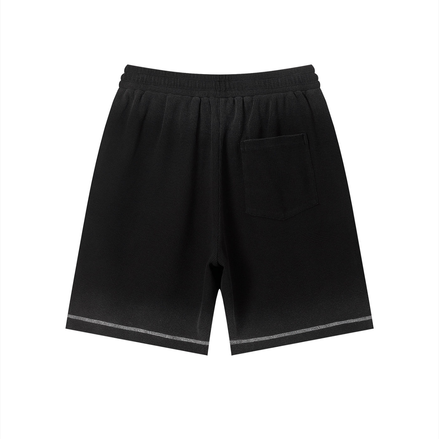 Unisex Vintage Sunfade Waffle Raw Hem Shorts – Oversized Streetwear Lounge Shorts