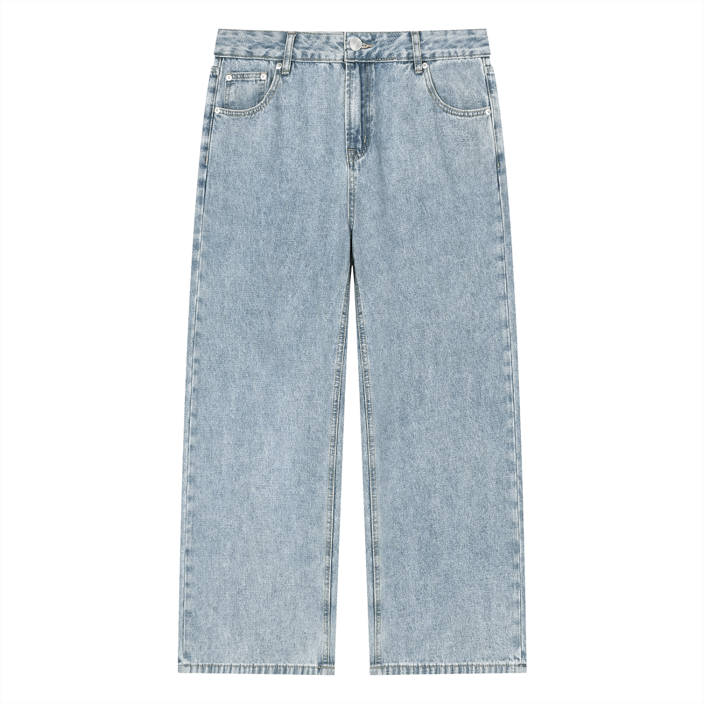 Unisex Vintage Wash Straight Leg Jeans – Relaxed Fit Baggy Denim Streetwear Pants